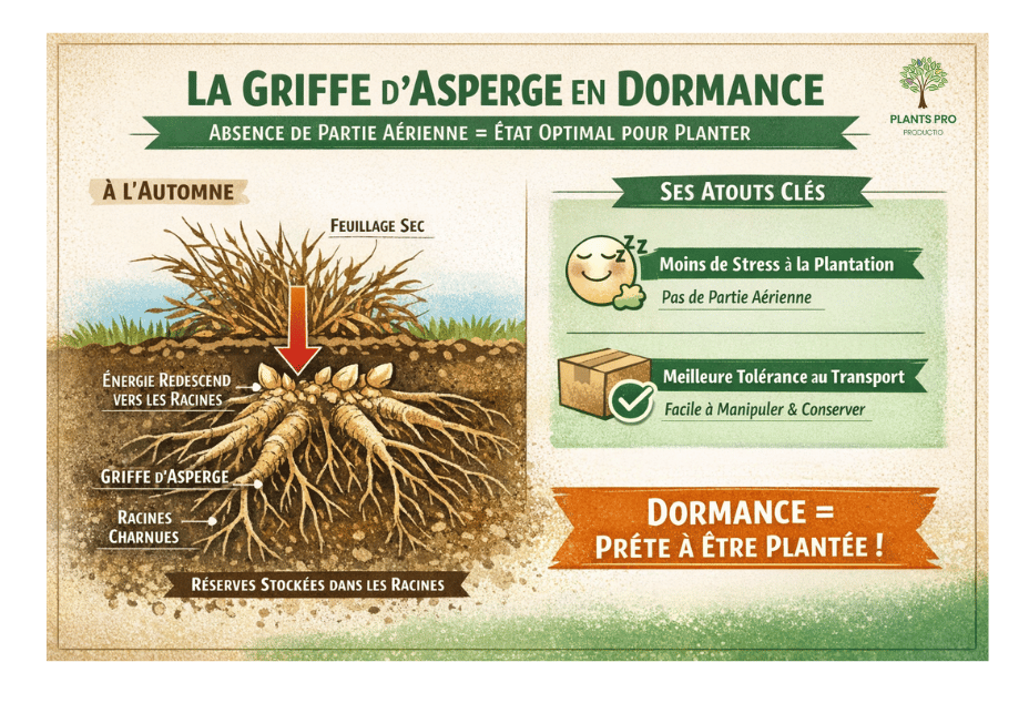 Schéma du processus des asperges en dormance